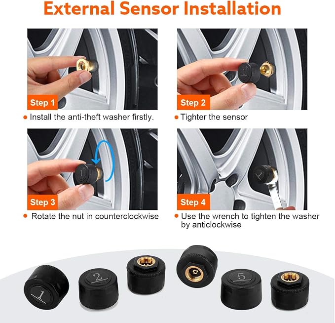 RV TPMS Tire Pressure Monitoring System, TS200 Solar Wireless TPMS - Image 7