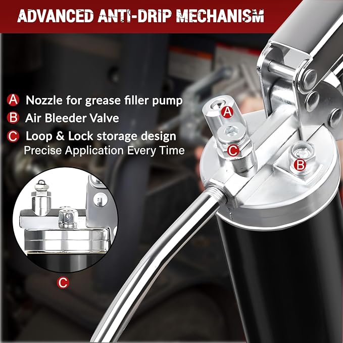 Grease Gun Kit, 8000 PSI Heavy Duty Grease Gun - Image 4