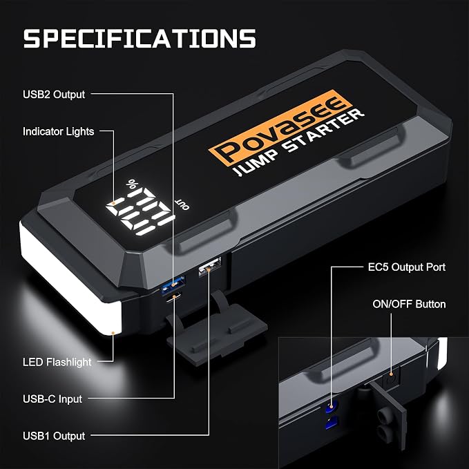 4000A Jump Starter 12V Battery Jumper Starter, Car Battery Jump Starter - Image 6