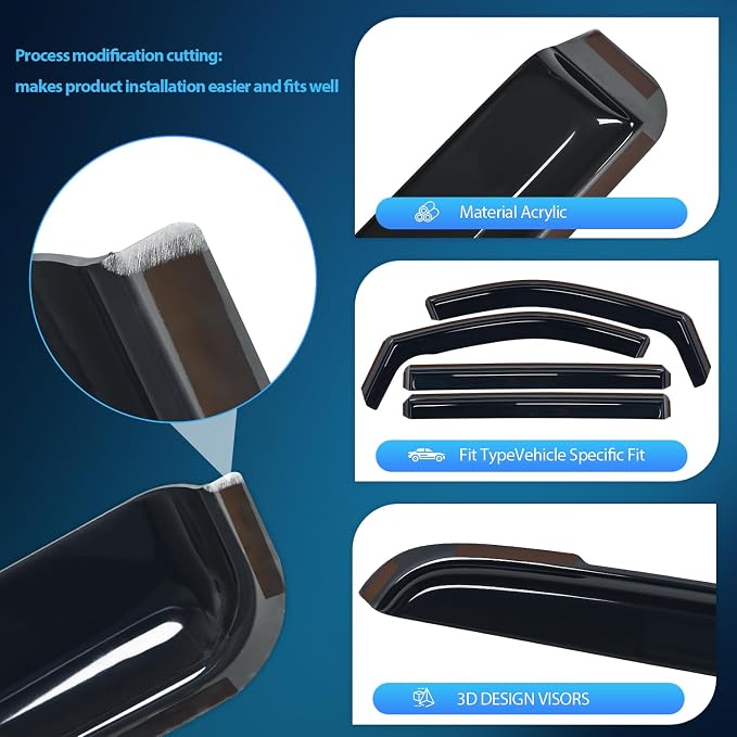 Nilight in Channel Rain Guards for Grand Caravan 2008-2023, Chrysler Town - Image 2
