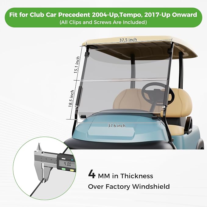10L0L Golf Cart Windshield for Club Car Precedent 2004-Up, 2017-Up Onward - Image 7