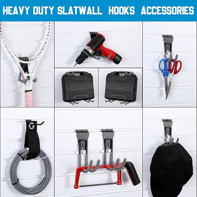 Landhoow 36 Pcs Slatwall Hooks & Hangers 32 Heavy Duty Slat Wall Hanging Hooks - Image 2