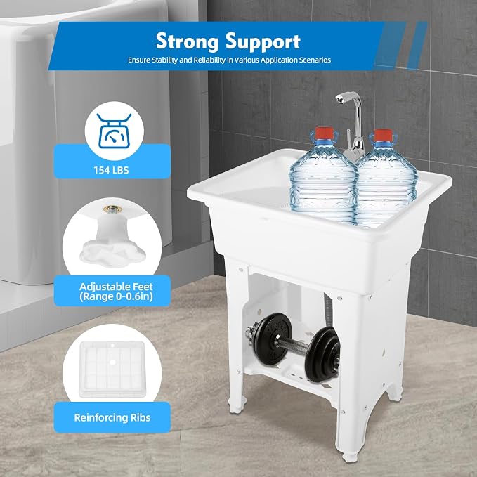 Freestanding Utility Sink Plastic Laundry Tub Sink - Image 6