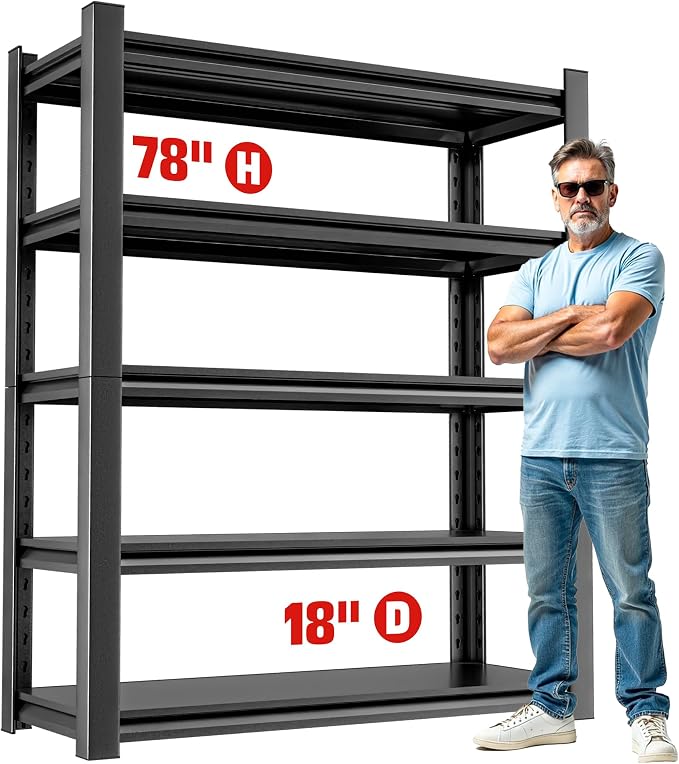 Heavy Duty Garage Shelf – 5 Shelf Storage Shelving Rack Organizer by OLLRRACT