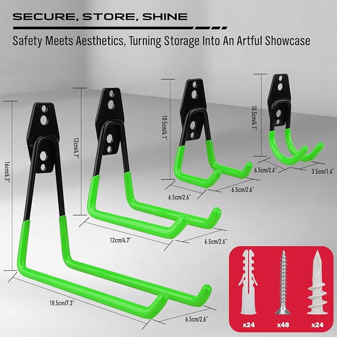 Garage Tool Storage Wall Hook Assortment Set: 15PCS Heavy Duty Large Hanger - Image 3