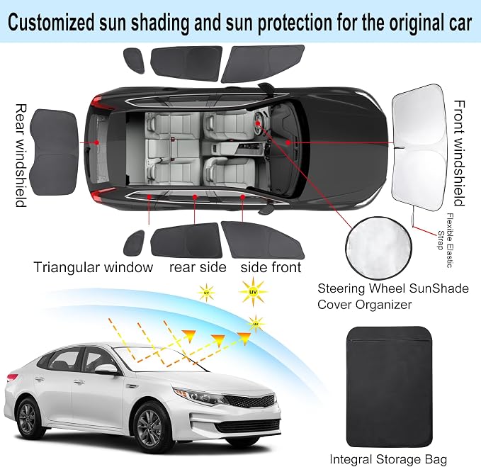 TINGLU Window Shades for Kia Optima 2016 2017 2018 2019 2020 Accessories Car - Image 3