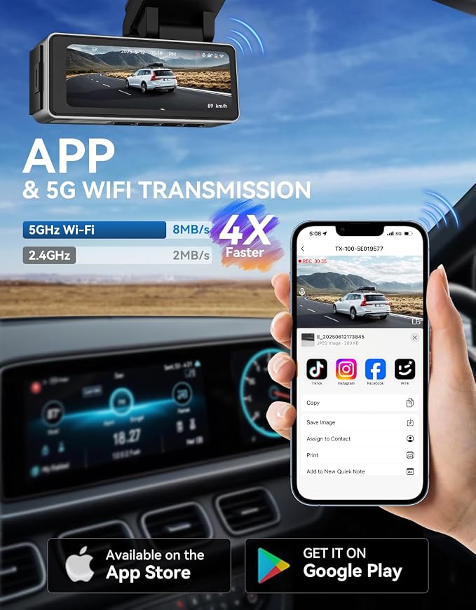 TECXLERON Dash Cam Front and Rear, 4K Dual Dash Cam, Dash Camera - Image 7