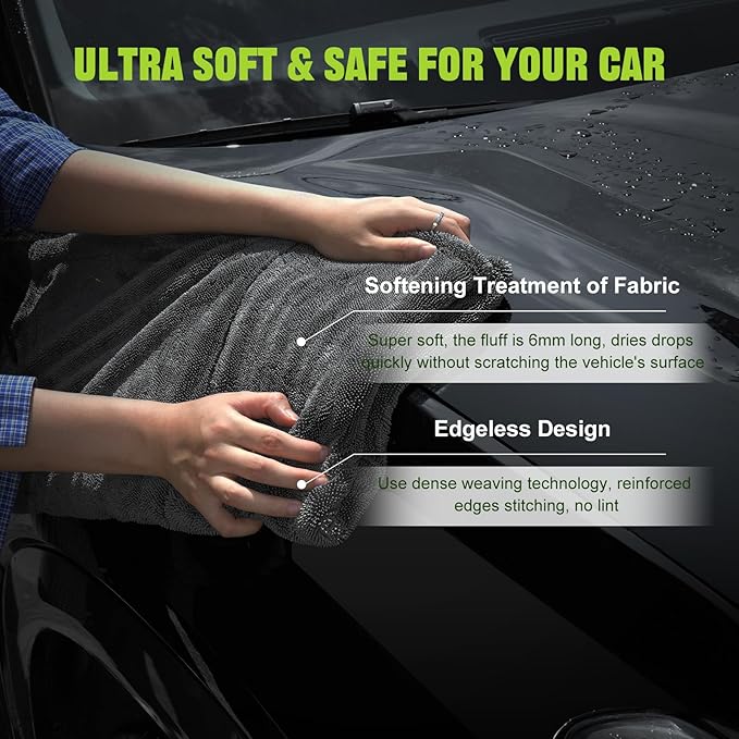 2 Pack 1300 GSM Car Drying Towel, Microfiber Towels - Image 7