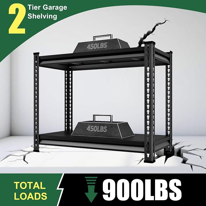 Garage Shelving Heavy Duty 880LBS Loads, 2-Tier Metal Shelving Units and Storage - Image 4