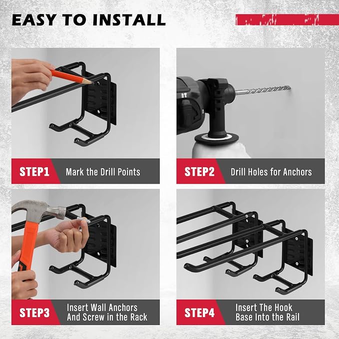 4-Piece 9.4" Heavy Duty Garage Hooks, Sturdy Utility Hooks Holds 55 LB Wall - Image 4