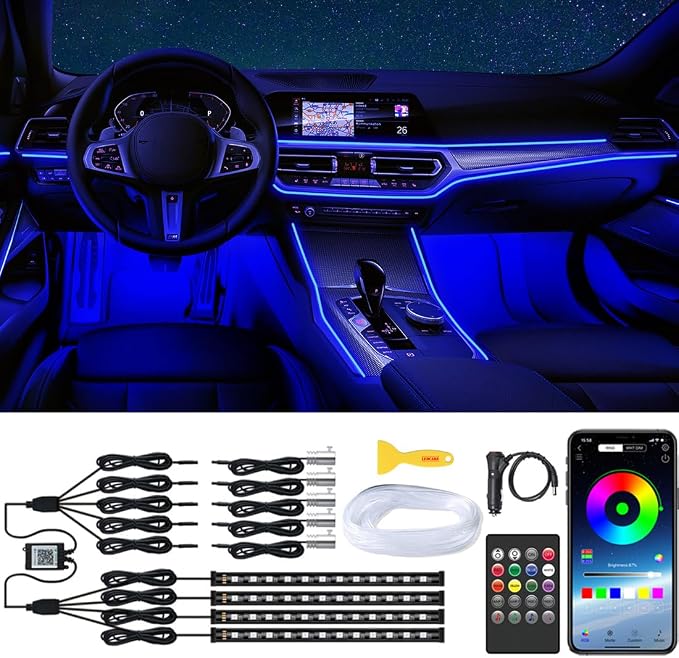 Interior Car Lights with Wireless APP & Remote Control, 9 in 1 RGB Car Ambient by QVEVDACAR