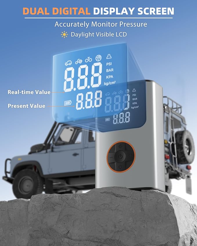Tire Inflator Portable Air Compressor, Bike Pump, 150PSI Air Pump - Image 4