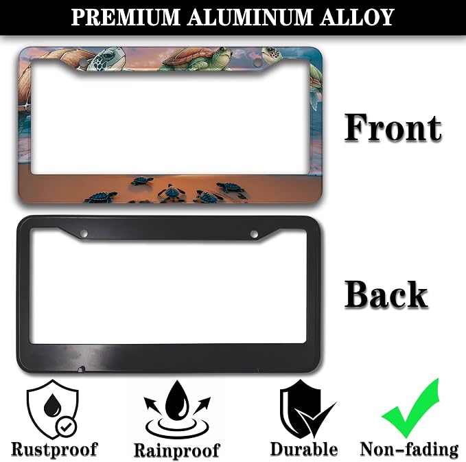License Plate Frames Multicolor Fun License Plate Frame Protector Turtle Beach - Image 3