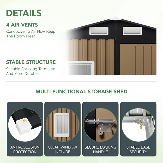 6X4FT Outdoor Steel Storage Shed - Image 4