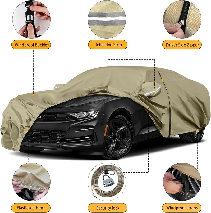 Waterproof Car Covers Replace for 2010-2025 Chevy Camaro, Windproof Bands for - Image 2