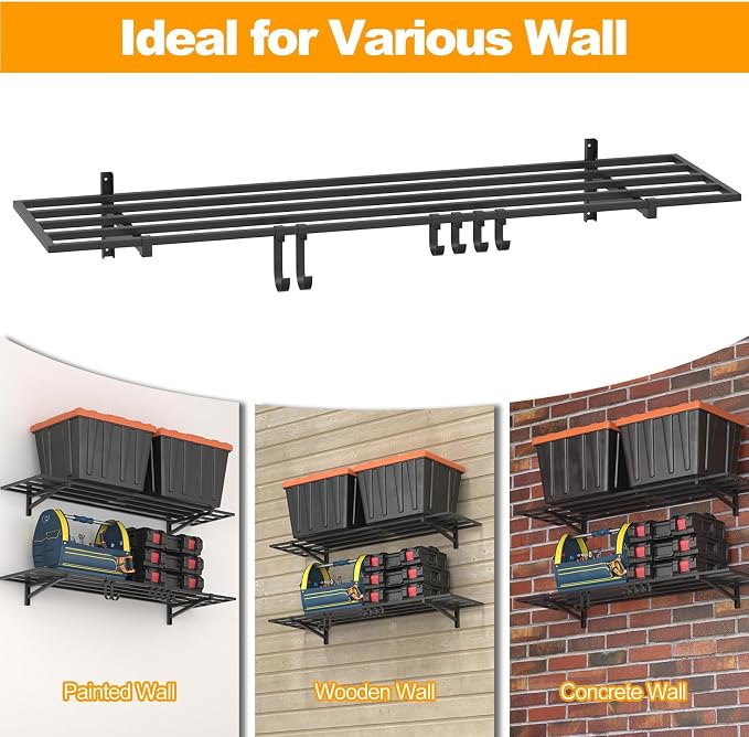 2-Pack 1×4ft Steel Wall Mounted Garage Shelves - Image 5