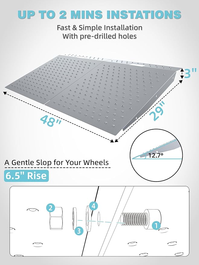 Shed Ramp 2PC, Loading Ramp for Riding Mower, 1500 lbs Capacity, Shed Storage - Image 3
