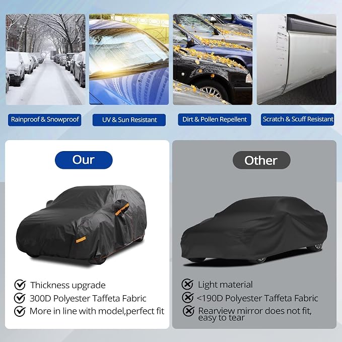 6 Layer Heavy Duty Hatchback Car Cover Waterproof All Weather Protection - Image 4