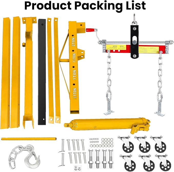 Engine Lift with Load Leveler, 2T Heavy Duty Alloy Steel Folding Cherry Picker - Image 4