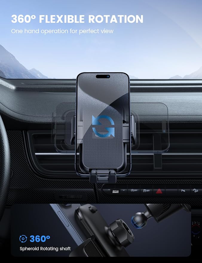 Lamicall 2025 Wider Clamp & Metal Hook Car Phone Holder Vent Phone Holders - Image 5