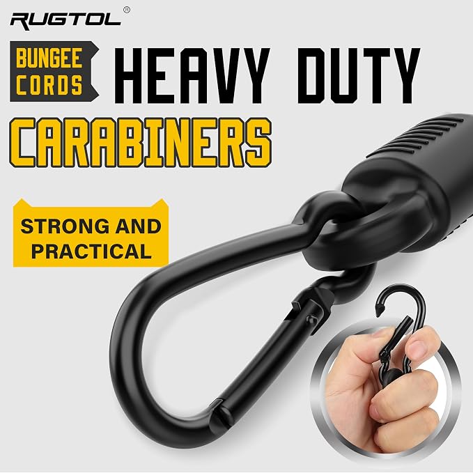 Bungee Cords with Hooks, 48 Inch Adjustable Blue Bungee Cords with Carabiner - Image 6