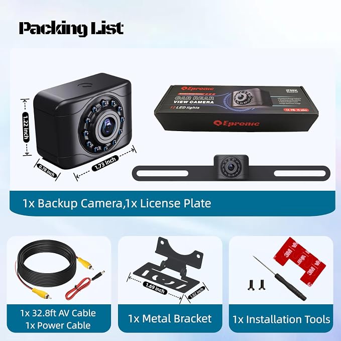 X1P HD Backup Camera License Plate Rear View Camera - Image 7