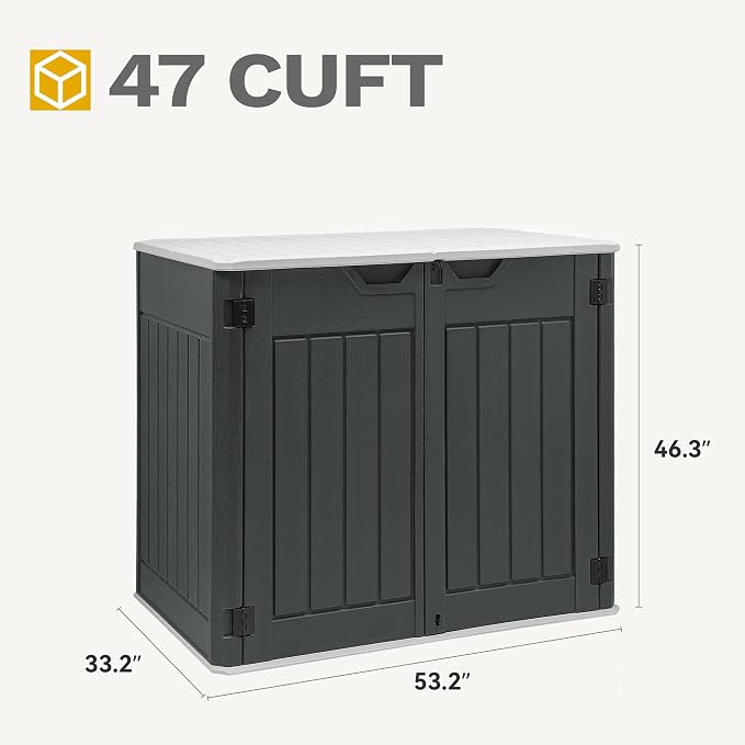 DWVO 47 cu ft Spacious Horizontal Storage Unit, Outdoor Resin Tool Locker - Image 6