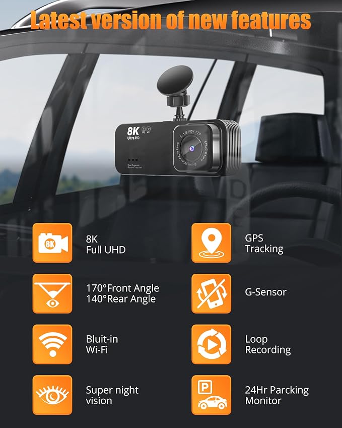 Dash Cam Front and Rear, 8K/2.5K UHD Dash Camera - Image 6