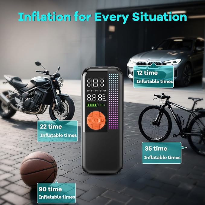Portable Tire Inflator Air Compressor, 150 PSI Cordless Air Pump, 6000mAh - Image 4