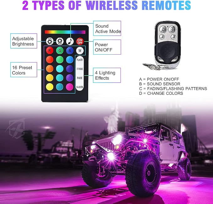 Xprite 8 Pods Rock Lights Wide Angle Bluetooth RGB Rocklights, Compatible Jeep - Image 4