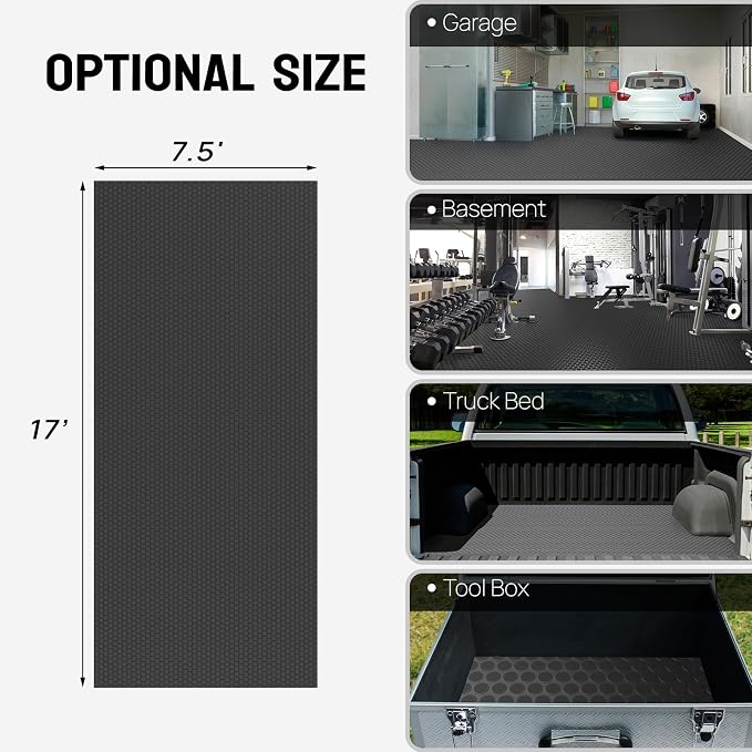 TUFFIOM 7.5 x 17 FT Garage Floor Mat, Thickened Coin Plate PVC Garage Mats - Image 6