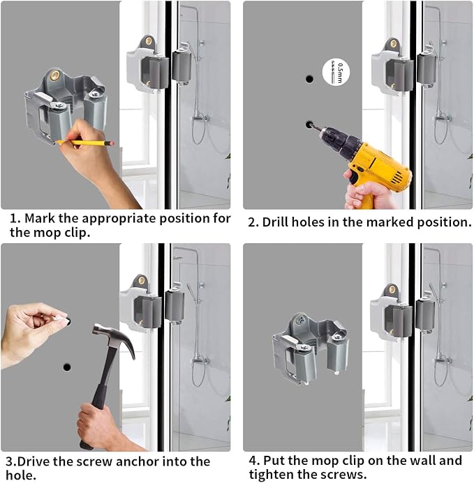 3-H 10 Pack Mop and Broom Holder Big Size Hanging 1 KG Extra, Broom Holder Wall - Image 8
