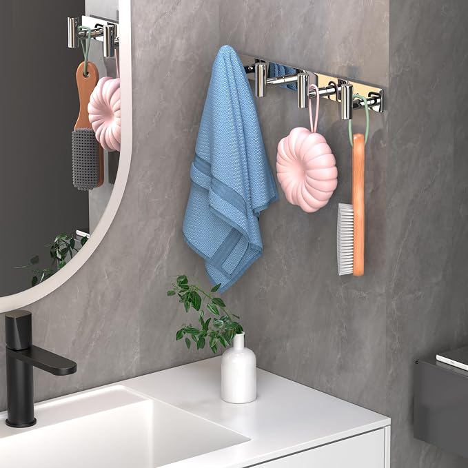 Wall Mounted Coat Rack-4 Hooks, Heavy Duty Stainless Steel Hook Rail - Image 4