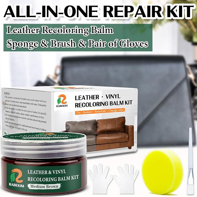 Medium Brown Leather Repair Kit, Leather Recoloring Balm – Restore & Repair - Image 4