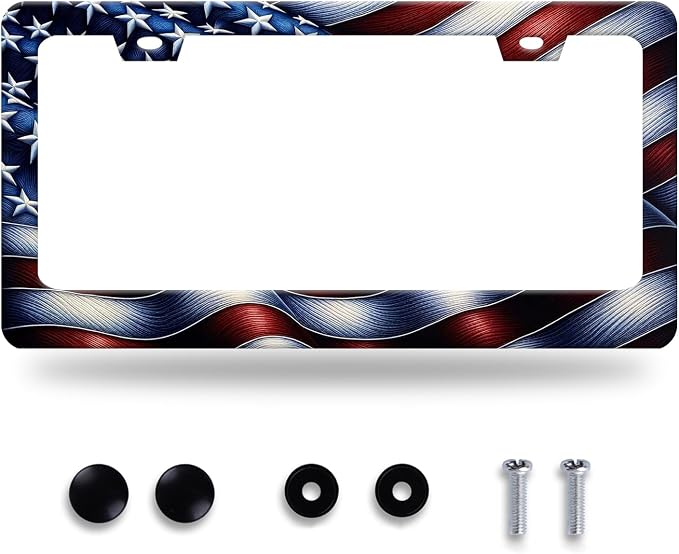Personalised License Plate Frame American Flag USA License Plate Stainless by GORSNKYE
