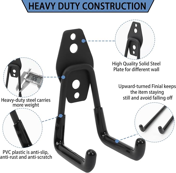 Wall Mount Heavy Duty Garage Hooks – Wall Mounted Storage Hooks - Image 3