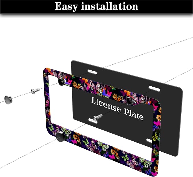 License Plate Frames Multicolor Car Plate Frame Colorful Watercolor Butterfly - Image 7