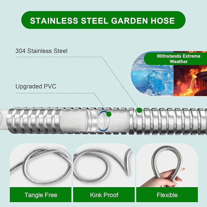 Metal Short Garden Hose 3 ft, Stainless Steel Hose Leader, Small Water Hose - Image 4