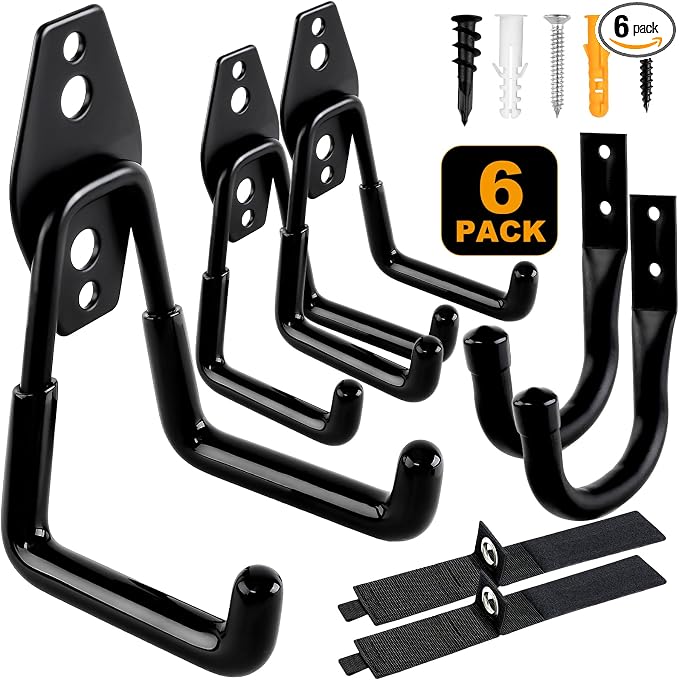 REMIAWY Garage Hooks Heavy Duty, Steel Utility Garage Storage Hook 6 Pack by GARDENANDTOOL