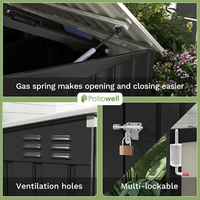 Patiowell 6 x 3 FT Horizontal Metal Shed, Outdoor Storage Shed - Image 4