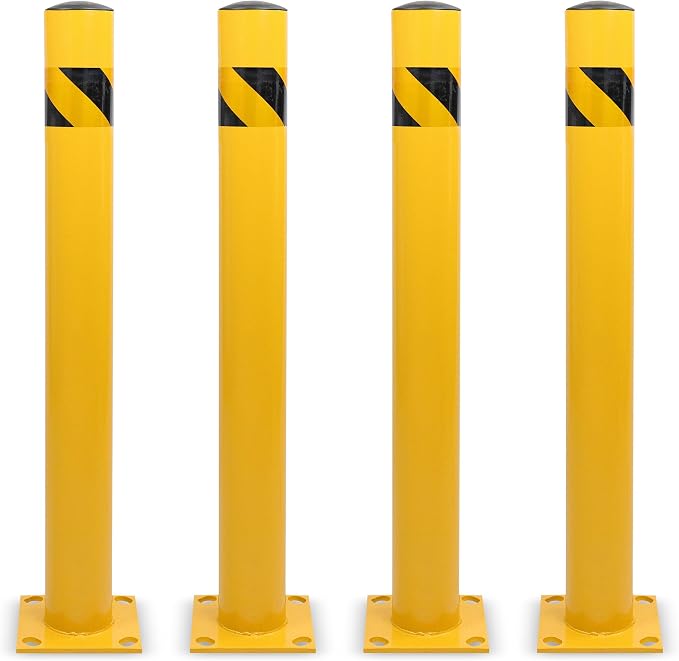 BISupply Safety Bollard Post Parking Barrier 4 Pack - 42in Yellow Pipe Bolt by BISupply