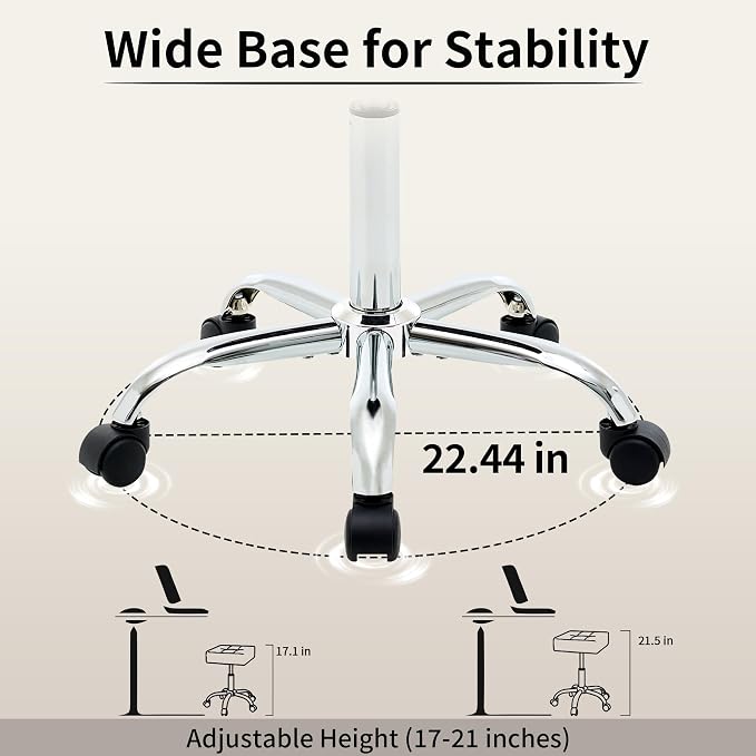 Rolling Stool Adjustable Height Multifunctional Nail Tattoo Vanity Massage Stool - Image 4