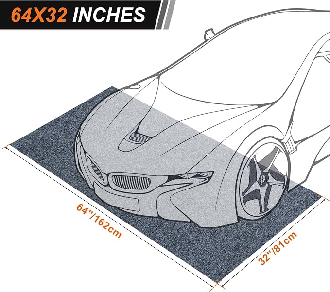 64 X 32 Inch Heavy Duty Oil Spill Mat, 6.5mm Thickened Garage Floor Mat - Image 2