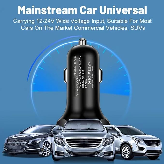 Super Fast Charge USB C Car Phone Charger Adapter 6 in 1 - Image 9