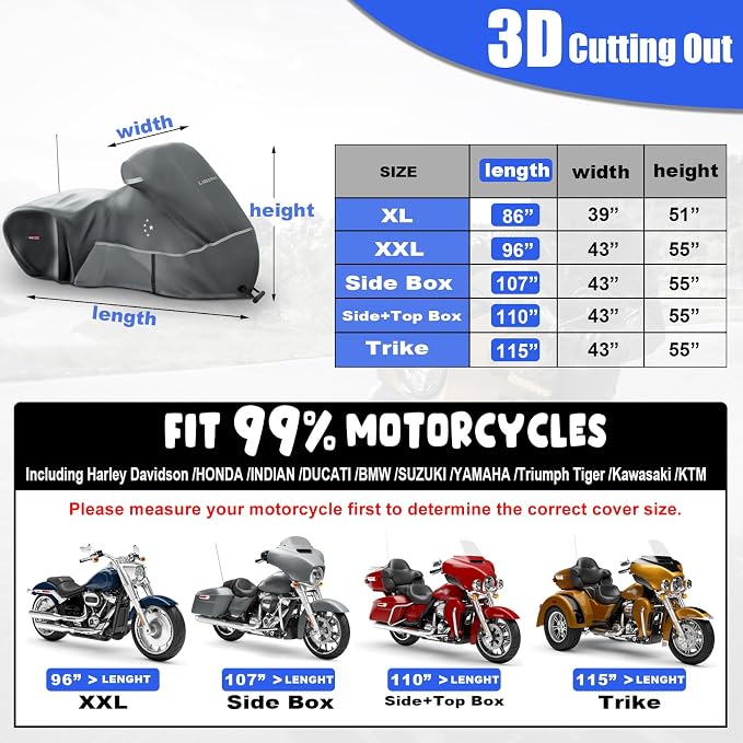 Motorcycle Cover LI LIBZAKI 600D Heavy Duty Storage - Image 5