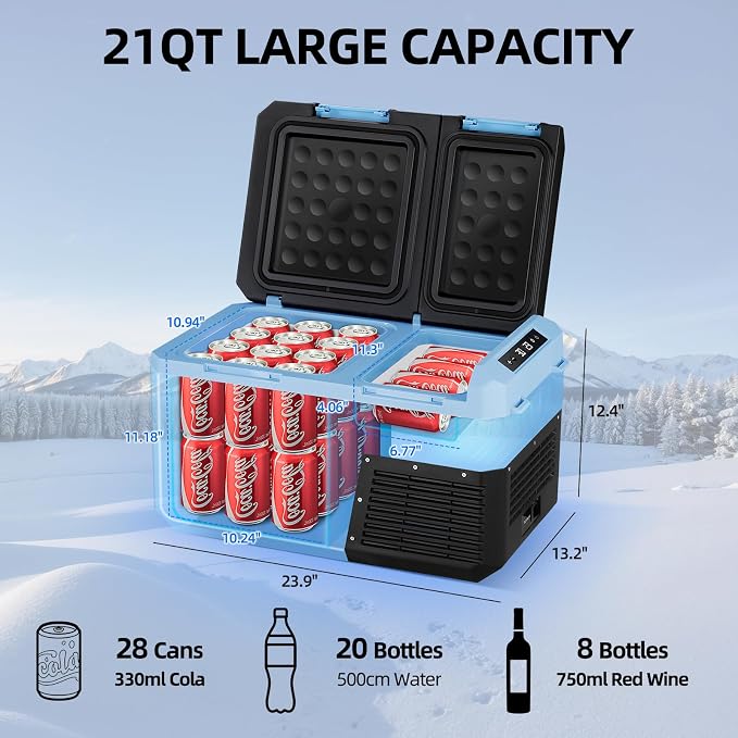 25L Car Refrigerator Freezer, 27QT Dual Zone Portable Compressor Cooler - Image 2