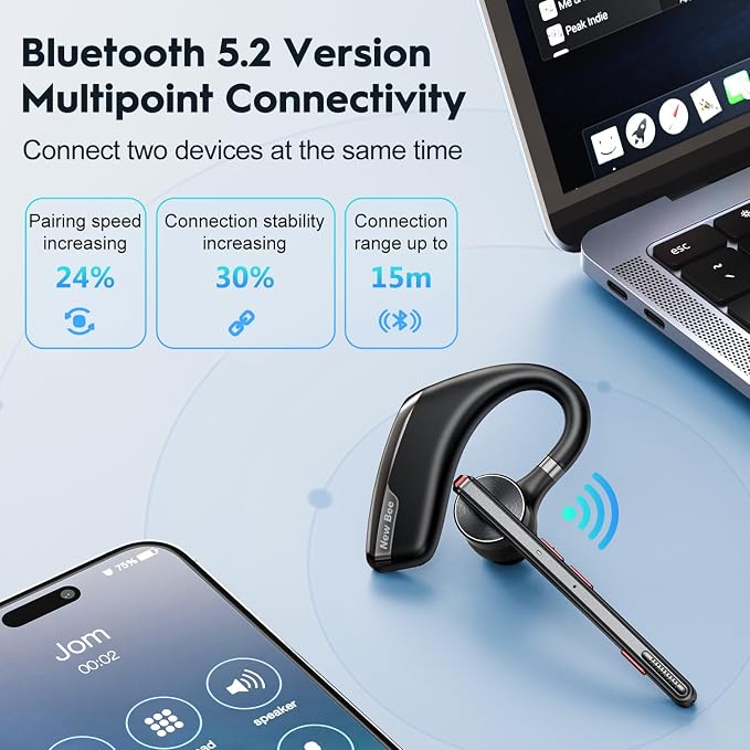 New bee Bluetooth Headset, Wireless Bluetooth Earpiece - Image 4