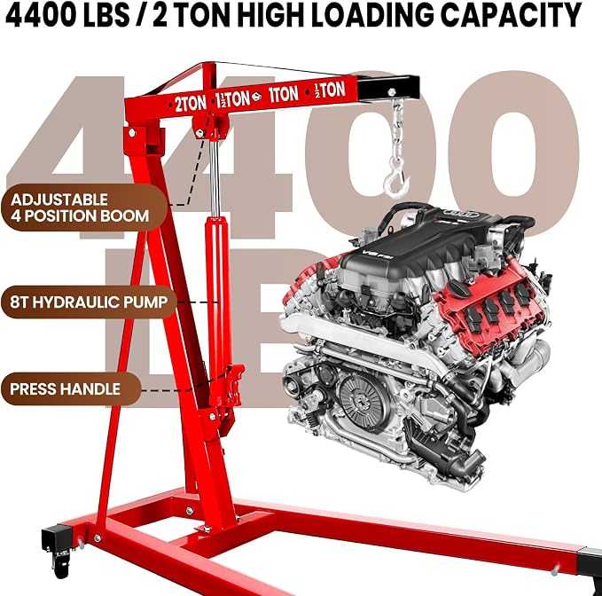 Engine Hoist 2 Ton/4409 lbs Heavy Duty Alloy Steel Cherry Picker Engine Hoist - Image 2