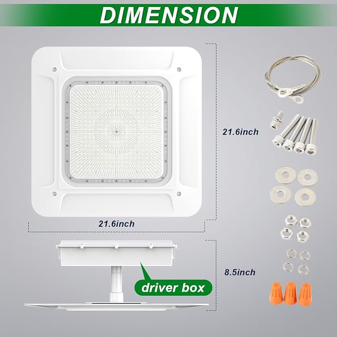 OSTEK LED Gas Station Canopy Light, 240W Carport Ceiling Light 5700K, Outdoor - Image 4