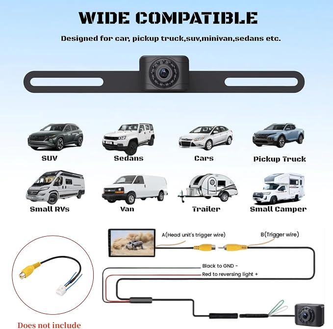 X1 Backup Camera for Car License Plate Reverse Cam, IP69 Waterproof Rearview - Image 6